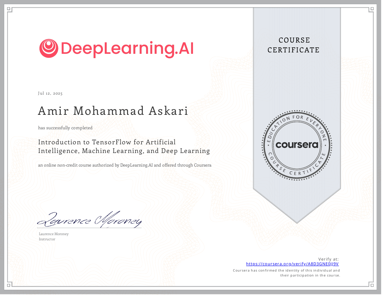 Introduction to TensorFlow for AI, ML and Deep Learning